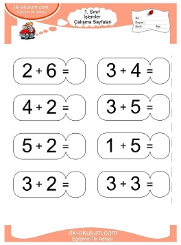 Çocuklar İçin toplam işlemi yaprak testleri 